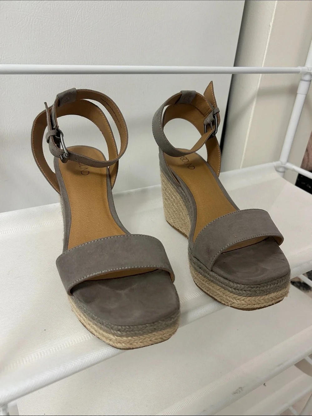 Abound Taupe Suede Espadrille Wedge Sandals with Ankle Strap